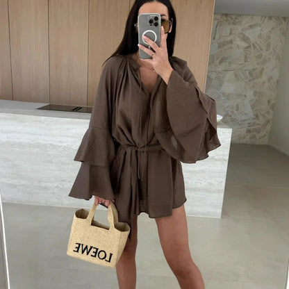 Dina™ | Rochie cămașă lejeră cu curea