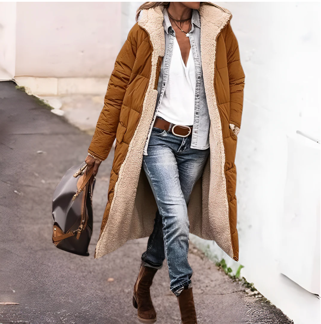 Arana | PARKA DUBLĂ CU CĂPTUȘEALĂ SHERPA