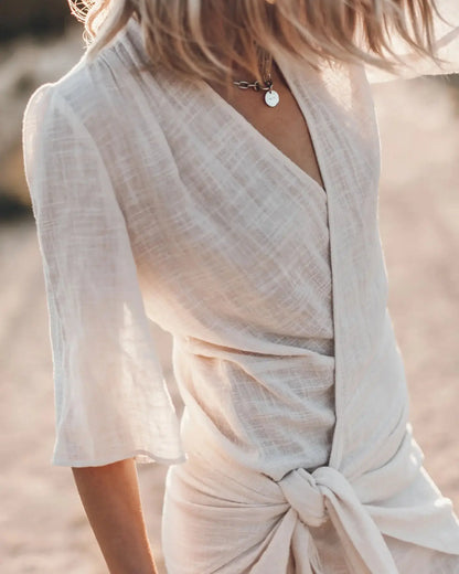 Angelin™ | Rochie din In cu Decolteu în Formă de V