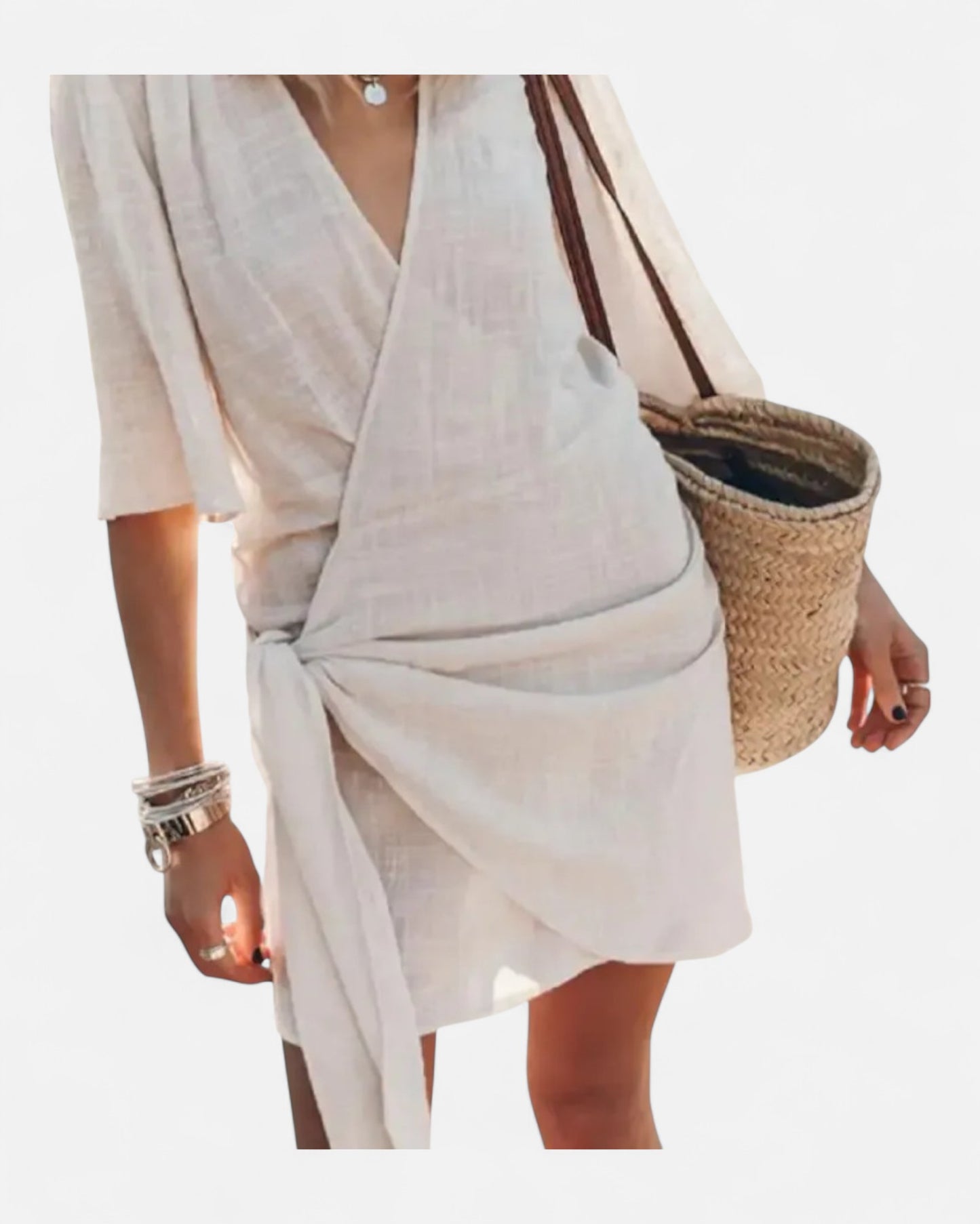 Angelin™ | Rochie din In cu Decolteu în Formă de V