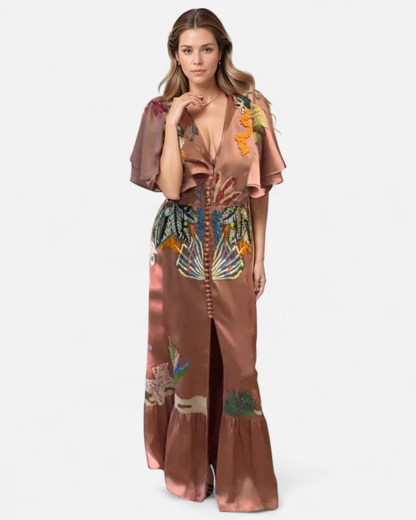 Zoe™ | Rochie maxi boho brodată