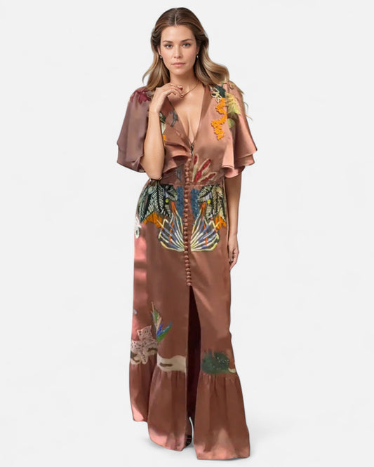 Zoe™ | Rochie maxi boho brodată