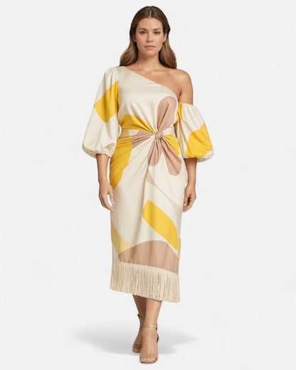 Talia™ | Rochie satinat cu volane