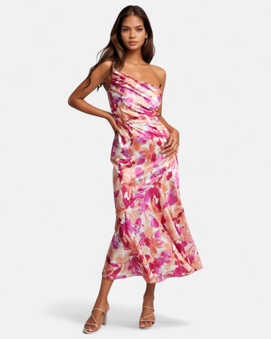 Viktoria™ | Rochie maxi asimetrică cu model floral