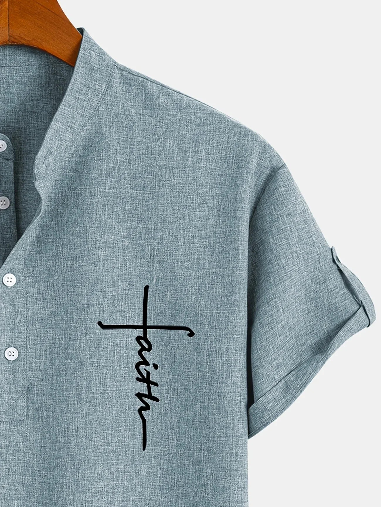 Elliott - Cămașă Elegantă Cu Mâneci Scurte și Guler înalt