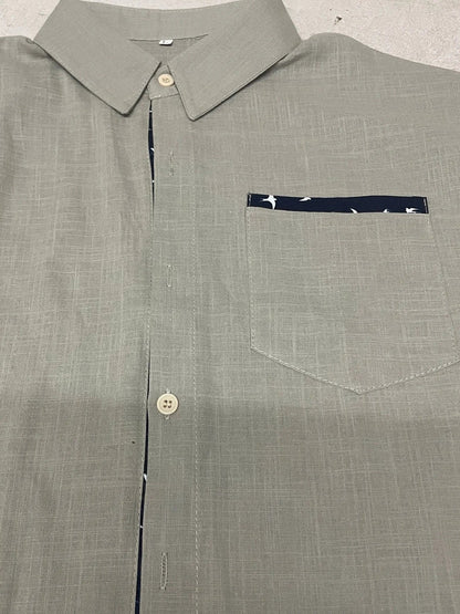 Trofim - Cămașă Elegantă Cu Imprimeu Cu Păsări Drăguțe