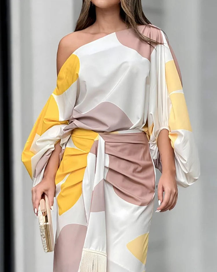 Talia™ | Rochie satinat cu volane