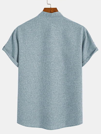 Elliott - Cămașă Elegantă Cu Mâneci Scurte și Guler înalt