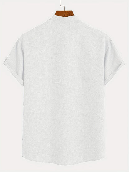 Elliott - Cămașă Elegantă Cu Mâneci Scurte și Guler înalt