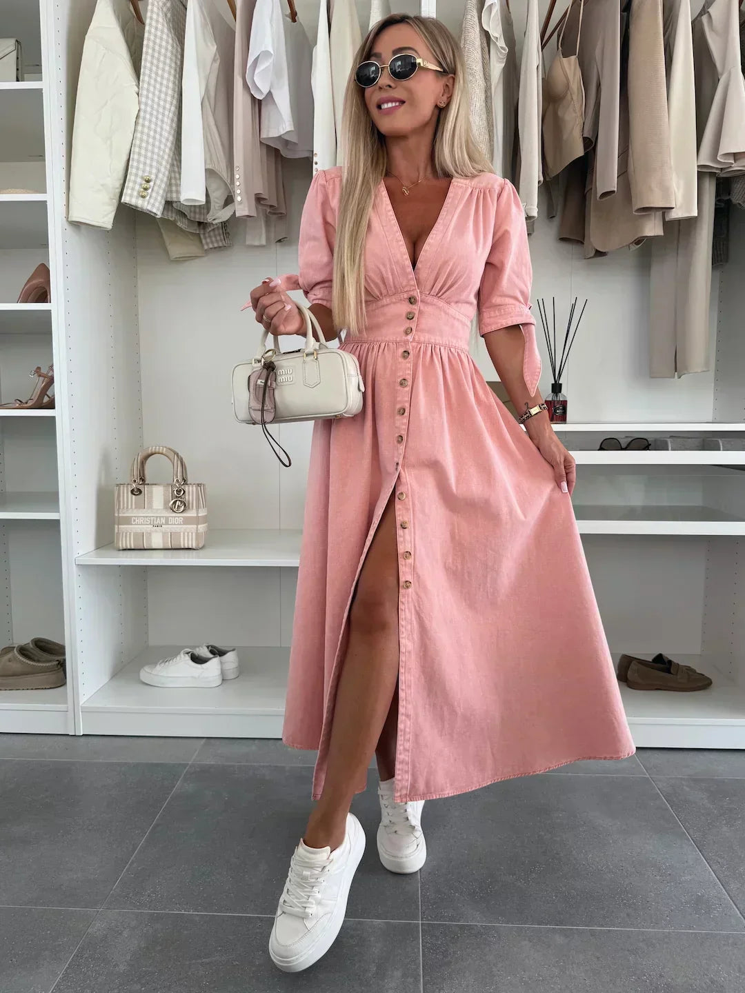 Luise™ | Rochie Denim Strălucitoare