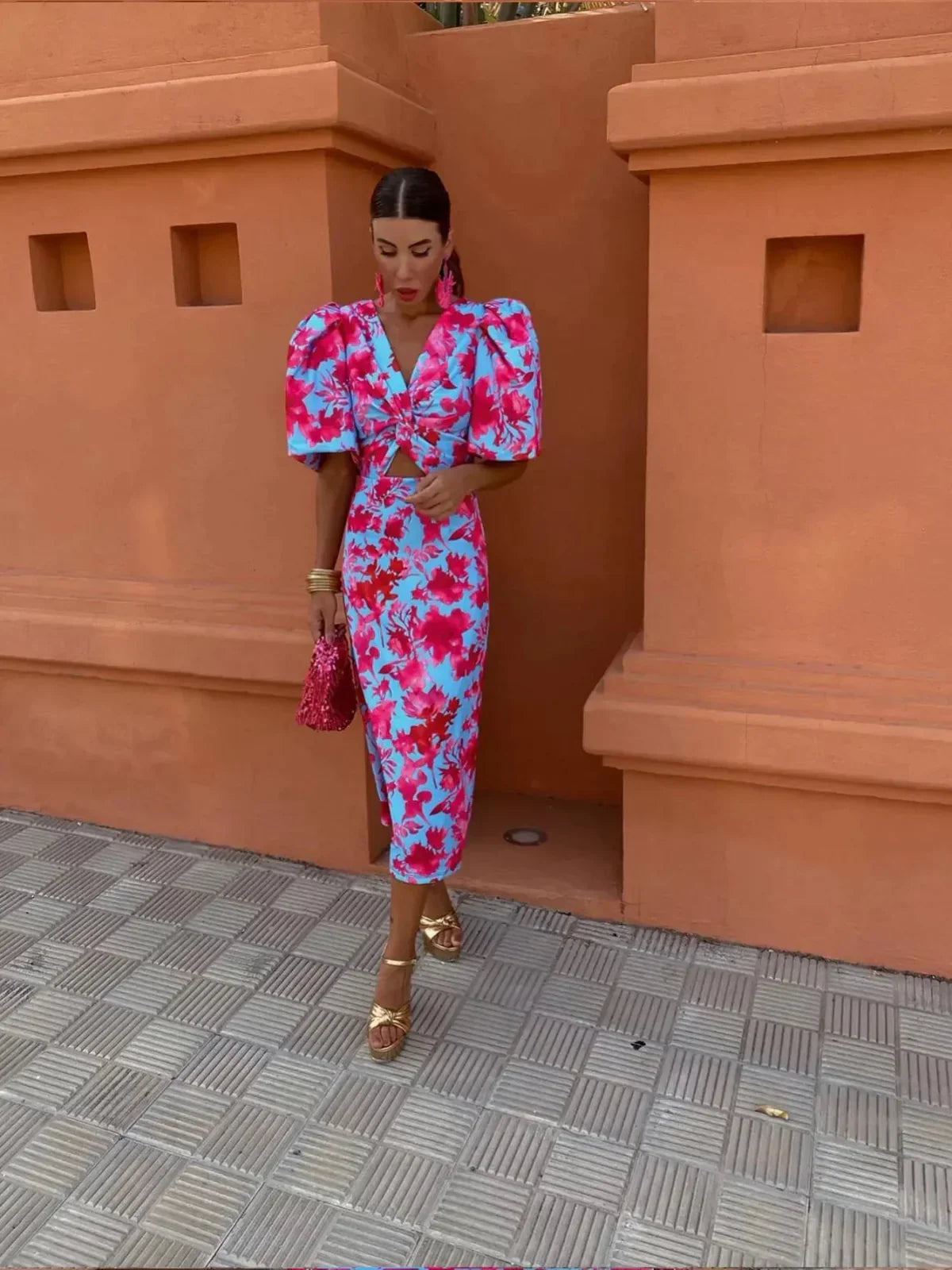 Lily™ | Rochie midi strălucitoare cu pliuri