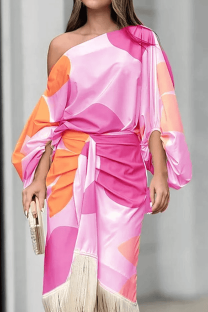 Talia™ | Rochie satinat cu volane