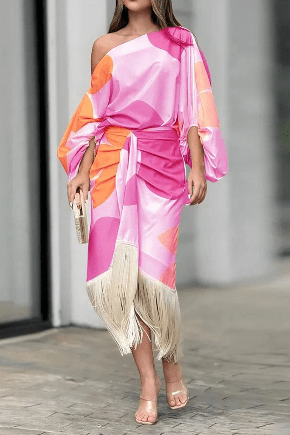 Talia™ | Rochie satinat cu volane