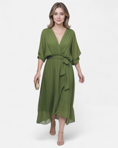 Aurora™ | Rochie midi din chiffon în stil înfășurat