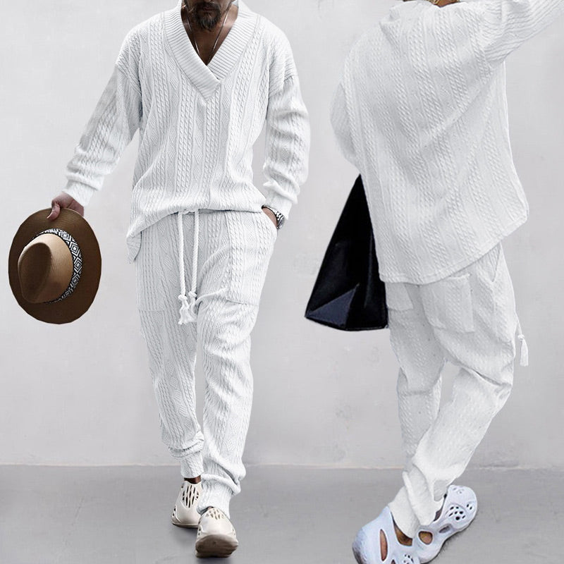 Set V-Style™ – Bluză cu Decolteu în V & Pantaloni Jogger