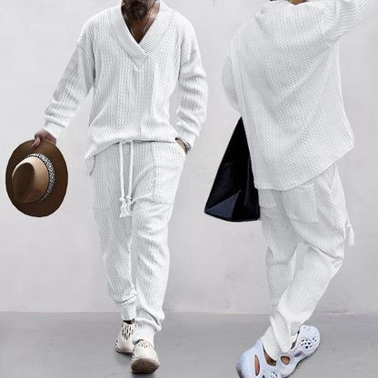 Set V-Style™ – Bluză cu Decolteu în V & Pantaloni Jogger